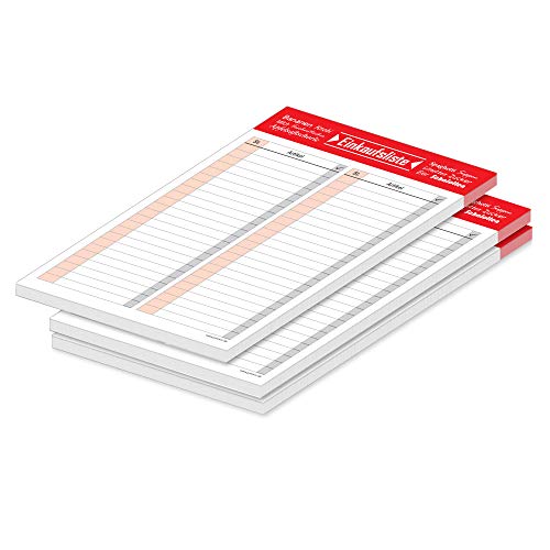 PRICARO Einkaufsliste "Typo", rot, A5, 3 Stück von PRICARO