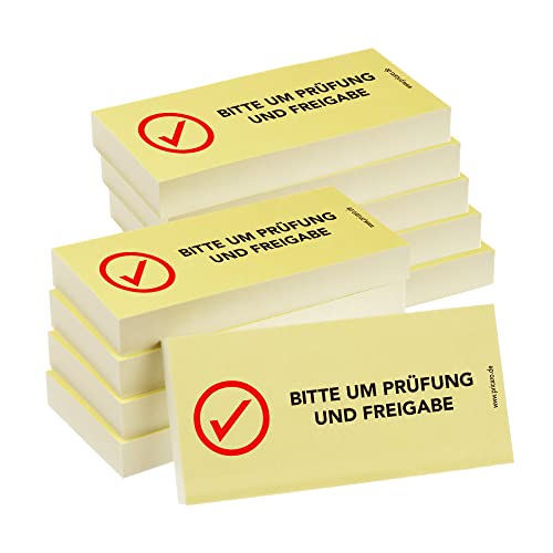 PRICARO Haftnotizen "Bitte um Prüfung und Freigabe", 100 Blatt, 10 Stück von PRICARO