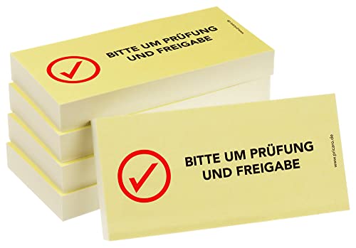 PRICARO Haftnotizen "Bitte um Prüfung und Freigabe", 100 Blatt, 5 Stück von PRICARO