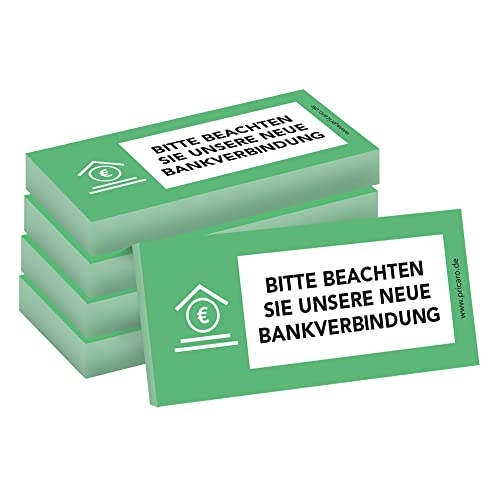 PRICARO Haftnotizen "Neue Bankverbindung", grün, 100 Blatt, 5 Stück von PRICARO