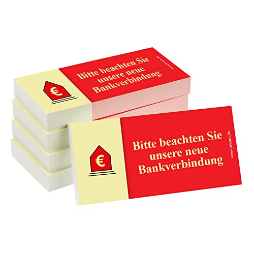 PRICARO Haftnotizen "Neue Bankverbindung", rot, 100 Blatt, 5 Stück von PRICARO