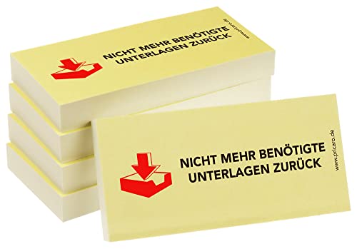 PRICARO Haftnotizen "Unterlagen zurück", 100 Blatt, 5 Stück von PRICARO