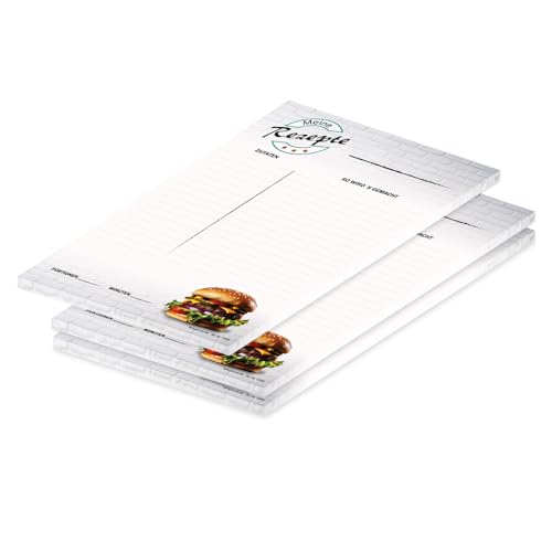PRICARO Rezeptblock "American Burger", A4, 25 Blatt, 3 Stück von PRICARO