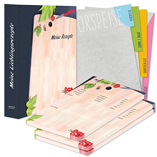 PRICARO Rezeptordner Komplett-Set "Schneidebrett", A4, 8 teilig von PRICARO