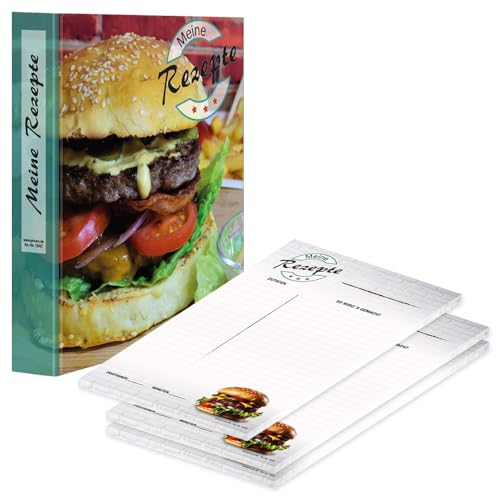 PRICARO Rezeptordner mit Rezeptblock "American Burger", A4 von PRICARO
