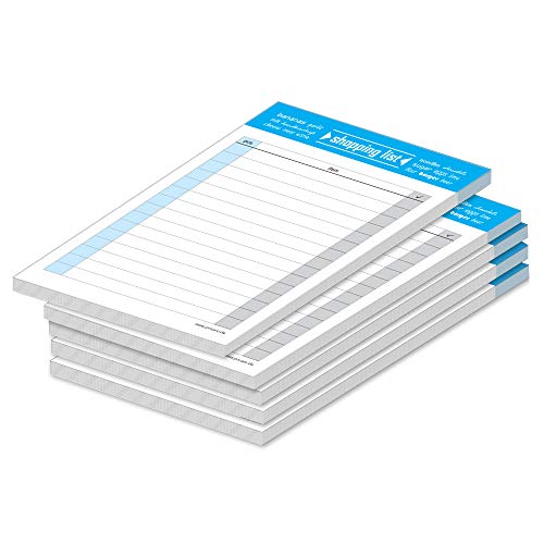 PRICARO Shopping List "Typo", magnetic, blue, A6, 25 sheets, Set of 5 von PRICARO