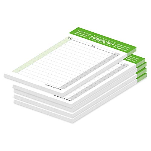 PRICARO Shopping List "Typo", magnetisch, green, A6, 25 Blatt, 5 Stück von PRICARO