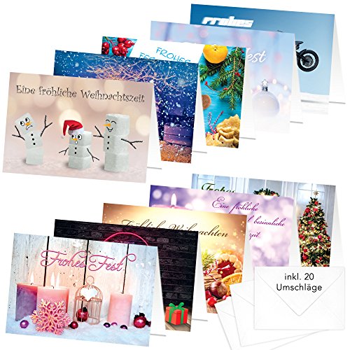 PRICARO Weihnachtskarten mit Briefumschlägen "Motive 1", A7, 20 Stück von PRICARO