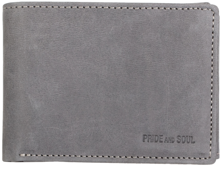 PRIDE&SOUL Mini-Geldbörse RFID, im Querformat, Leder, grau von PRIDE&SOUL