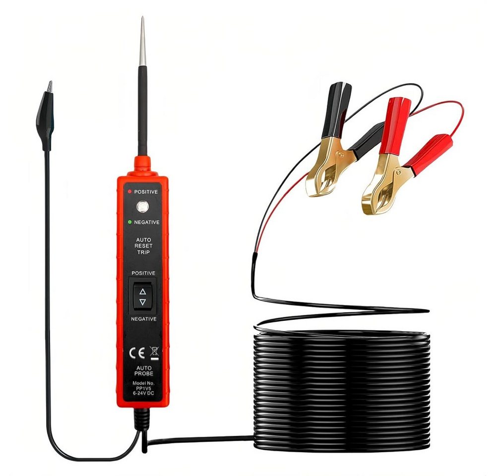 PRIISF Batterietester Spannungsprüfer 2polig Spannungtester Strom Messgerät Durchgangsprüfer, (Kfz-Batterietester Spannungsmesser, Drehfeldmessgerät Durchgangsprüfer), Zweipoliger Spannungs- und Durchgangsprüfer DC 6V - 24V von PRIISF