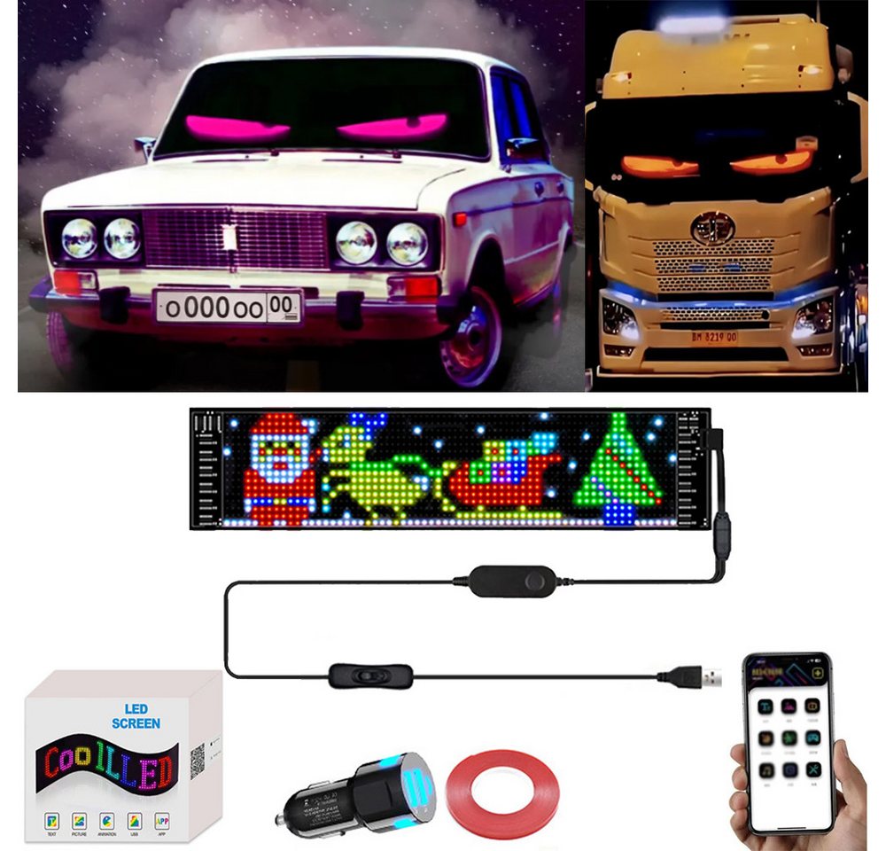 PRIISF Zigarettenanzünder-Verteiler Lkw Devil's Eye Lampe LED-Bildschirm Dynamische RV Auto-Augenlicht USB (Programmierbar Devil Eyes Light For Cars Led Augen für Lkw, mit Zigarettenanzünder Für Auto KFZ Einbau Steckdose USB Buchse), LED Laufschrift Leuchtreklame Personalisiert Leuchtschild für Graffiti PRIISF Zigarettenanzünder-Verteiler Lkw Devil's Eye Lampe LED-Bildschirm Dynamische RV Auto-Augenlicht USB (Programmierbar Devil Eyes Light For Cars Led Augen für Lkw, mit Zigarettenanzünder Für Auto KFZ Einbau Steckdose USB Buchse), LED Laufschrift Leuchtreklame Personalisiert Leuchtschild für Graffiti von PRIISF