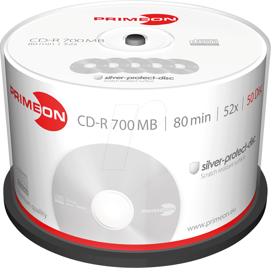 PRIM 2761102 - CD-R 80Min/700MB, 50-er Cakebox von PRIMEON