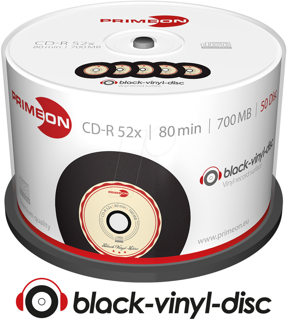 PRIM 2761108 - CD-R 700MB/80min 52x, 50-er Cakebox, vinyl von PRIMEON