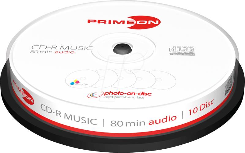 PRIM 2761111 - CD-R 80Min/AUDIO, 10-er Cakebox von PRIMEON