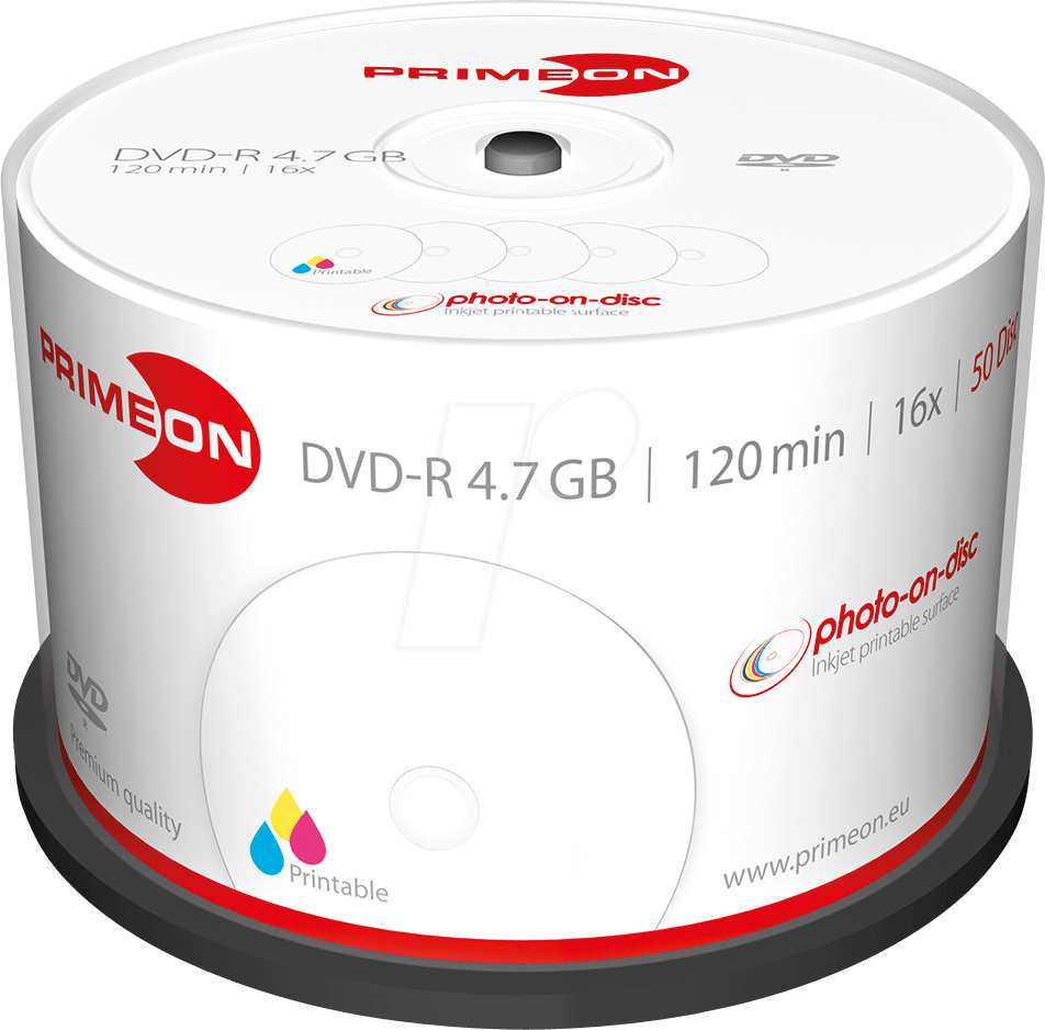 PRIM 2761206 - DVD-R 4.7GB/120Min, 50-er Cakebox von PRIMEON