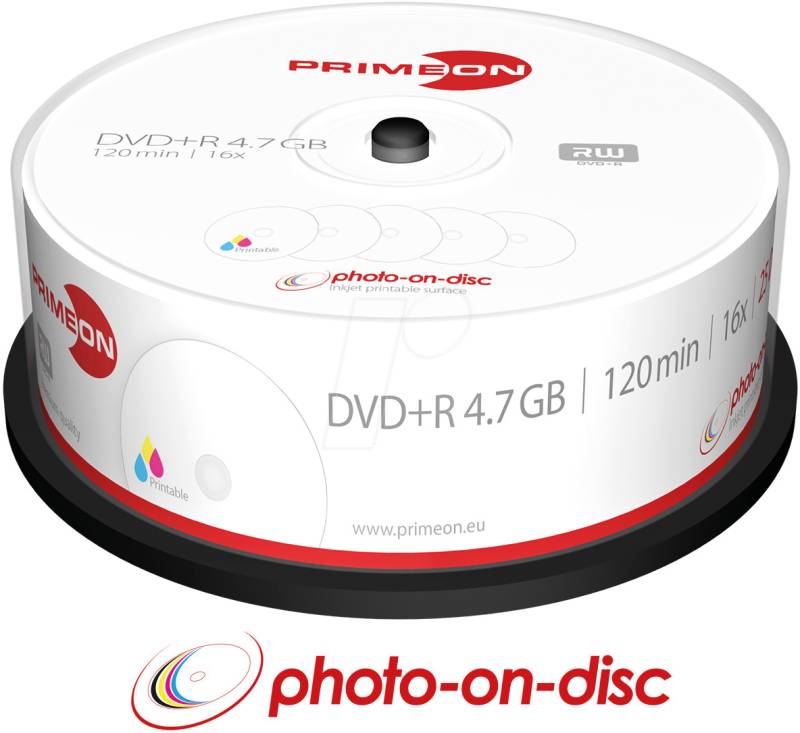 PRIM 2761225 - DVD+R 4.7GB/120Min, 25-er Cakebox, matt von PRIMEON