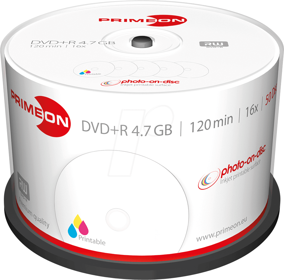 PRIM 2761226 - DVD+R 4.7GB/120Min, 50-er Cakebox von PRIMEON