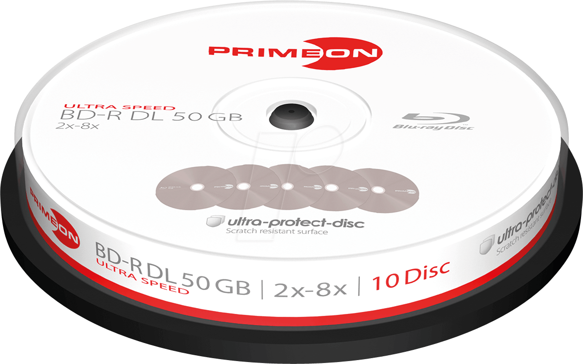 PRIM 2761311 - BD-R DL 50GB, 10-er Cakebox von PRIMEON