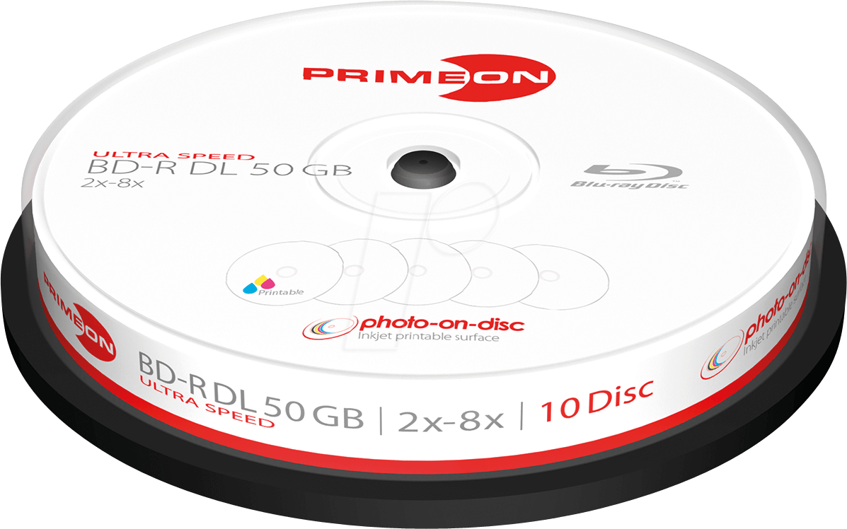 PRIM 2761312 - BD-R DL 50GB, 10-er Cakebox von PRIMEON