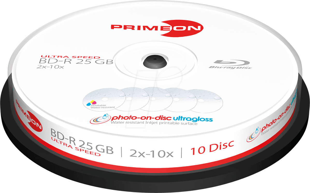 PRIM 2761316 - BD-R 25GB, 10-er Cakebox von PRIMEON