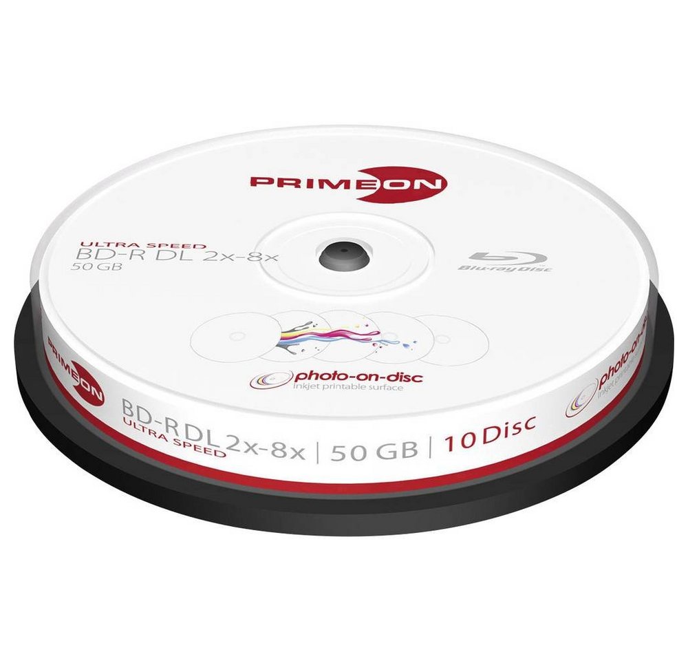 PRIMEON Blu-ray-Rohling BD-R DL 50GB 8x Photo-on-Disc 10er Spindel, Bedruckbar PRIMEON Blu-ray-Rohling BD-R DL 50GB 8x Photo-on-Disc 10er Spindel, Bedruckbar von PRIMEON