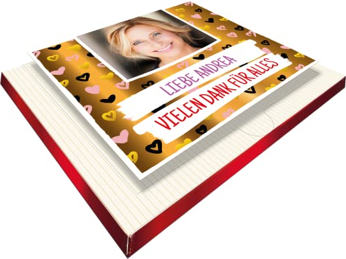 Schokoladenetikett personalisiert mit Foto & Text | passend für Merci Finest Selection | Goldeffekt-Folie | Premium Aufkleber (Layout 4) von PRINTALA