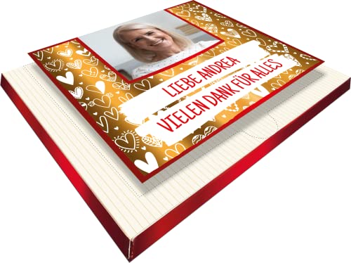 Schokoladenetikett personalisiert mit Foto & Text | passend für Merci Finest Selection | Goldeffekt-Folie | Premium Aufkleber (Layout 5) von PRINTALA