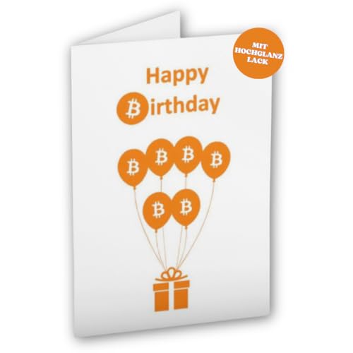 PRINTNOVIA 5 Exklusive Premium-Bitcoin-Geburtstagskarten - Hochwertige Glückwunschkarten für Kryptowährungsbegeisterte, Happy Birthday Karten-Set im Bitcoin-Design von PRINTNOVIA