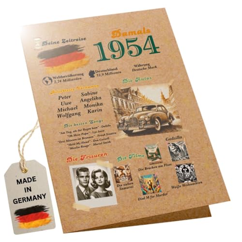 Premium 70. Geburtstagskarte mit Umschlag | Jahrgang 1954, Perfekte Geschenkidee | Lustige & Charmante Glückwunschkarte für Sie & Ihn | Großformat DIN A5 | Zum Erinnerungswerten 70. Jubiläum von PRINTNOVIA