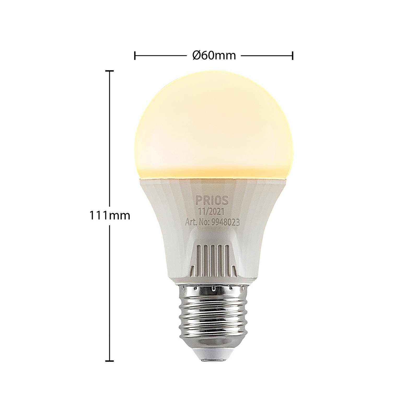 LED-Lampe E27 A60 11W weiß 2.700K 3er-Set von PRIOS