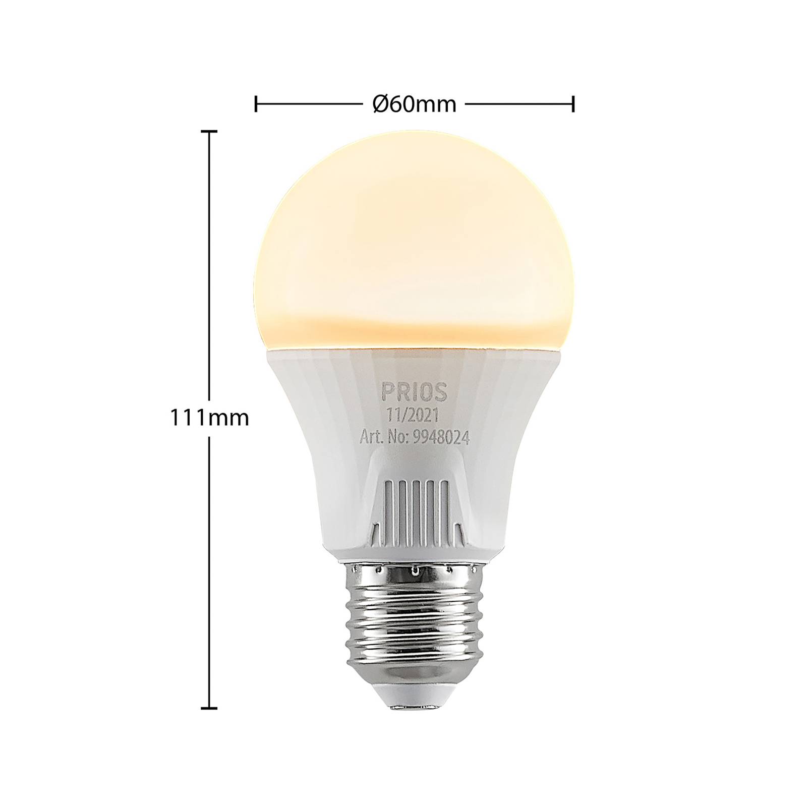 LED-Lampe E27 A60 11W weiß 3.000K 10er-Set von PRIOS