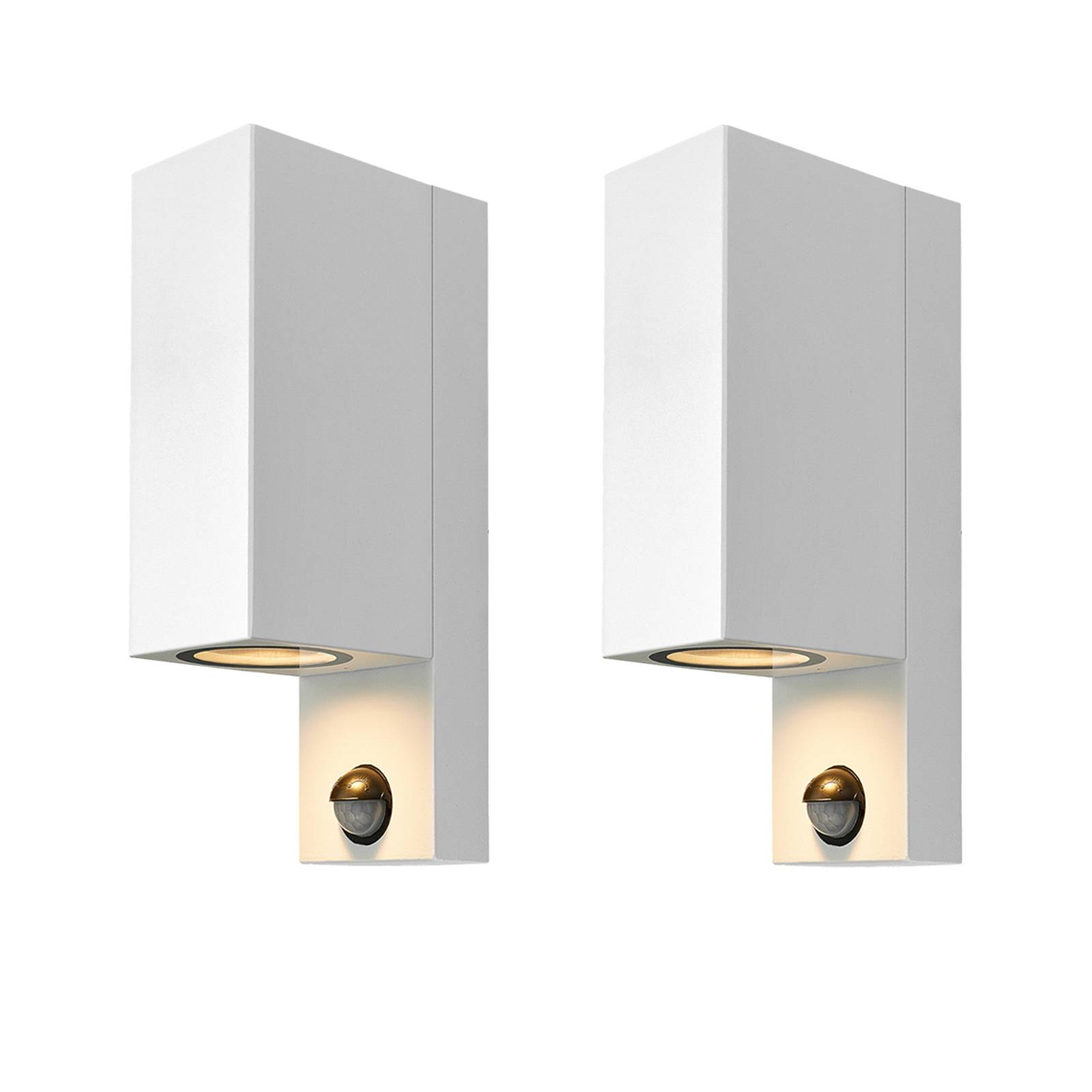 Prios Außenwandleuchte Tetje, weiß, eckig, Sensor, 2er-Set Prios Außenwandleuchte Tetje, weiß, eckig, Sensor, 2er-Set von PRIOS