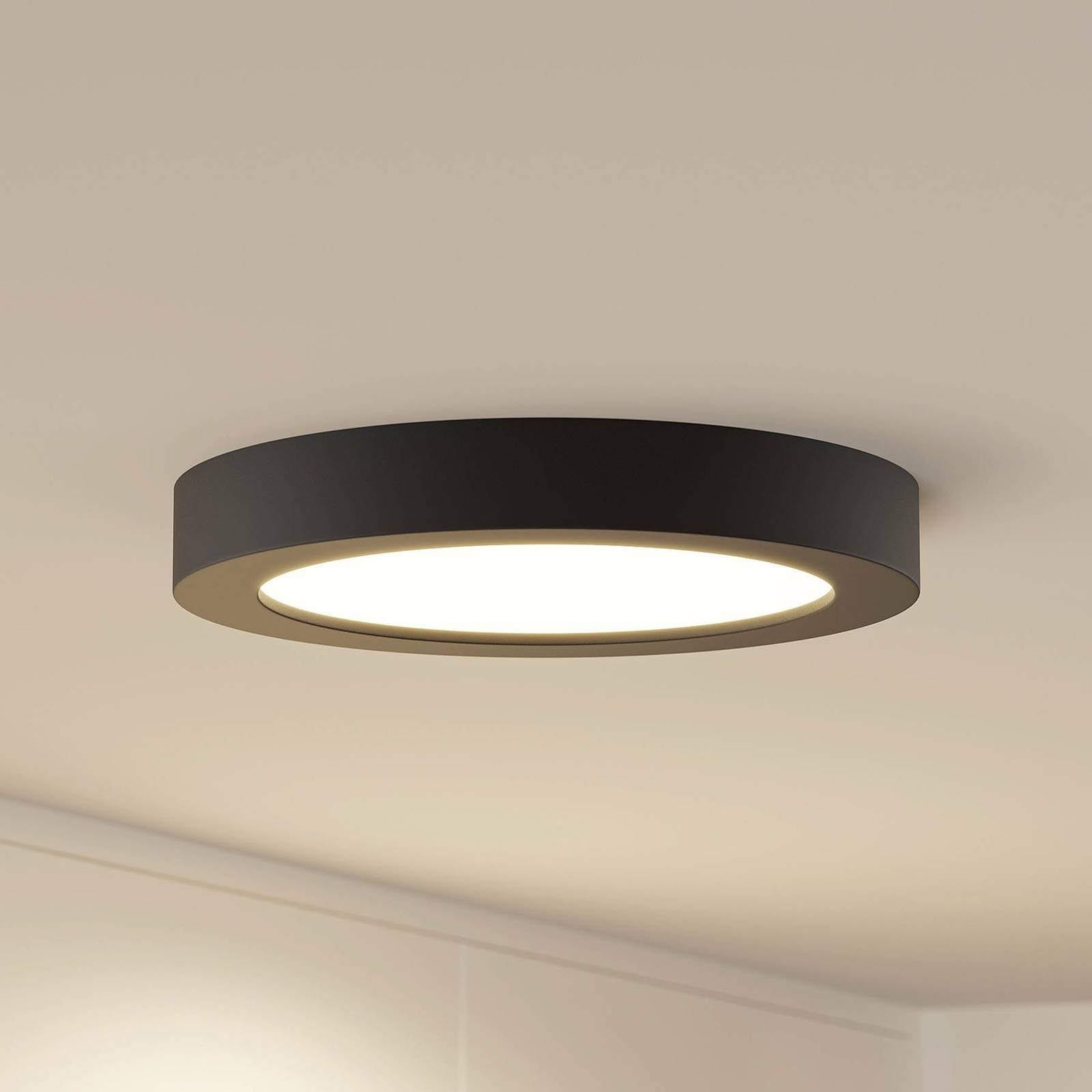 Prios LED-Deckenlampe Edwina, schwarz, 24,5 cm, CCT, dimmbar von PRIOS