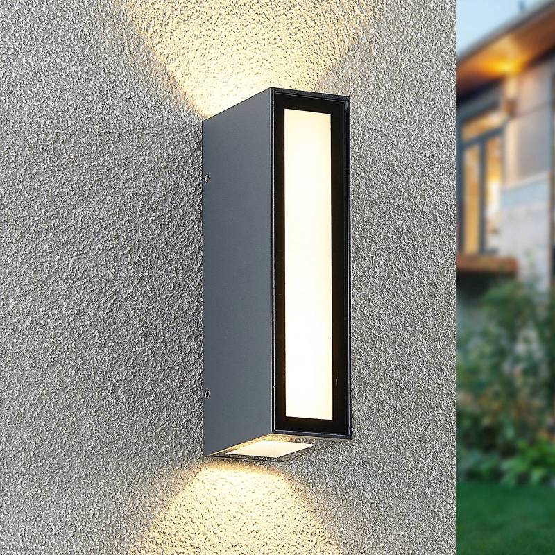 Prios Loriava LED-Außenwandlampe in Dunkelgrau von PRIOS