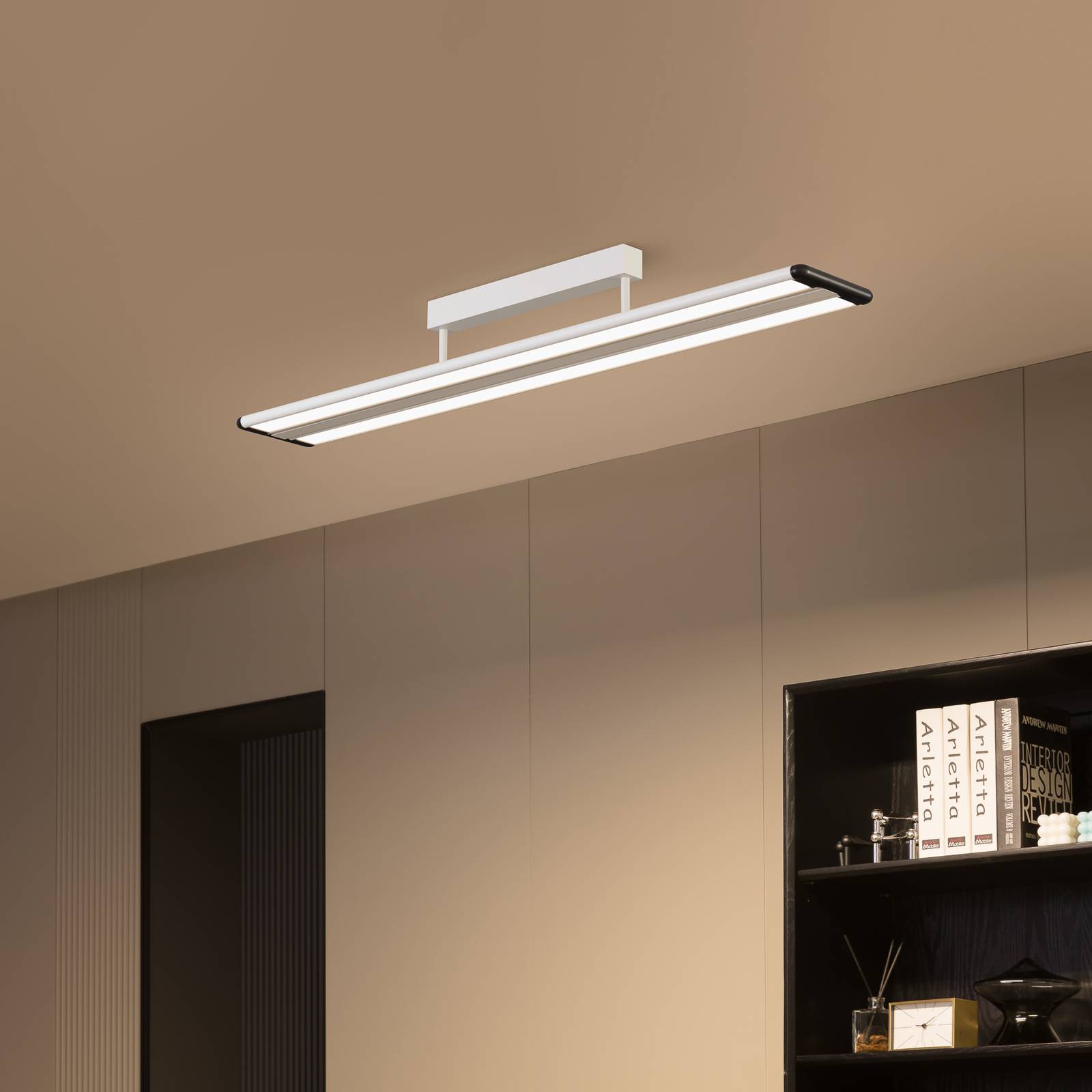 Prios Yuela LED-Deckenlampe, DALI, 120 cm, silber von PRIOS