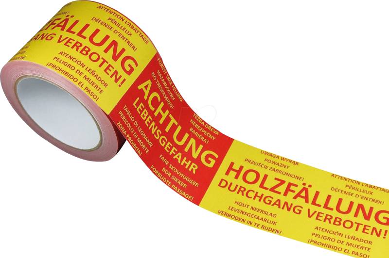 ASB 523010075 - Absperrband ''Achtung Holzfällung'' 9-sprachig von PRIOTEC