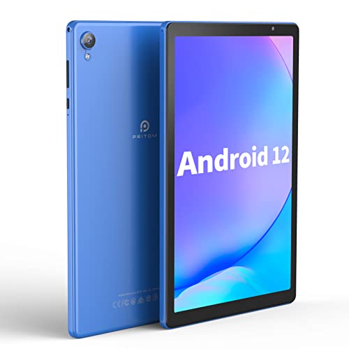 PRITOM 10 Inch Android 12 Tablet, 6000 Mah, 32 GB ROM, Expandable to 512 GB, Quad Core Processor, 10 Inch, HD IPS Screen, Camera, Wi-Fi, Bluetooth, PC (Blue) von PRITOM