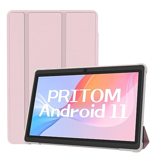 PRITOM 7 Zoll Tablet Android 11, 2GB, 32 GB, (Expandable 128GB) Tablet PC mit Quad Core Prozessor, 3500 mAh, HD IPS Display, Dual Kamera, WiFi, Bluetooth, Tablet mit Pinkem Gehäuse von PRITOM