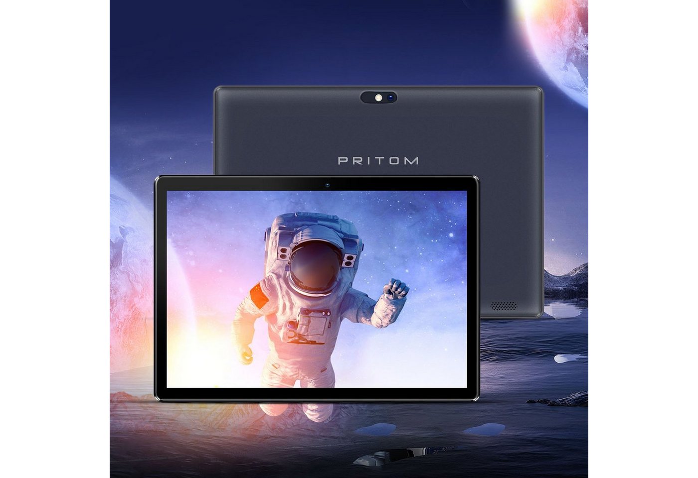 PRITOM M10, 6000mAh Akku, 2GB RAM, 64GB ROM, 512GB erweiterbar Tablet (10, Android 10, 2G (GSM), 3G(WCDMA), 2MP+64MP, BT 4.0, duale BOX-Lautsprecher, LCD-Display)" von PRITOM
