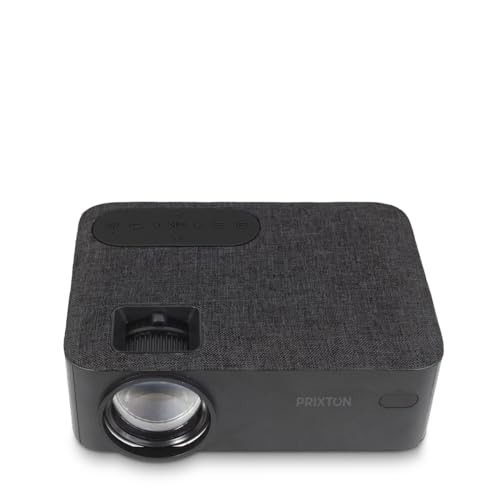 PRIXTON - Lumière Beamer - Tragbarer Projektor - Leuchtdioden - Full-HD - 5.000 Lumen - HDMI, USB, MicroSD, Aux-in, AV-Anschluss - Integrierte Lautsprecher - Inklusive Fernbedienung (schwarz) von PRIXTON