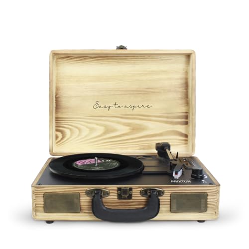 PRIXTON - VC400 Vintage-Vinyl-Plattenspieler | Vinyl-Player & Konverter über Bluetooth & USB | 2 eingebaute Lautsprecher (Holz) von PRIXTON