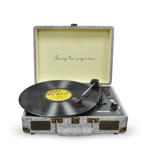 Plattenspieler mit Lautsprecher PRIXTON VC400, Schallplattenspieler mit Bluetooth und Encoding-Funktion, Vinyl-Player, Radio FM und USB Port, 33/45/78 RPM, Grau Plattenspieler mit Lautsprecher PRIXTON VC400, Schallplattenspieler mit Bluetooth und Encoding-Funktion, Vinyl-Player, Radio FM und USB Port, 33/45/78 RPM, Grau von PRIXTON