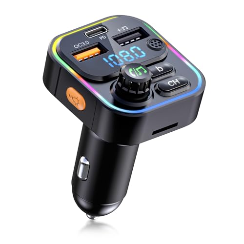 PRMHOOT 20W MAX Bluetooth Adapter Auto, 20W PD & QC 3.0 Schnellladung Hi-Fi Stereo FM Transmitter Auto Bluetooth 5.3, Freisprechanlage & LED-Licht, TF-Karte & U-Disk PRMHOOT 20W MAX Bluetooth Adapter Auto, 20W PD & QC 3.0 Schnellladung Hi-Fi Stereo FM Transmitter Auto Bluetooth 5.3, Freisprechanlage & LED-Licht, TF-Karte & U-Disk von PRMHOOT