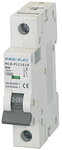 Pro Elec AUB7 1P D32A 32A Single Pole Typ D MCB, 10kA von PRO-ELEC