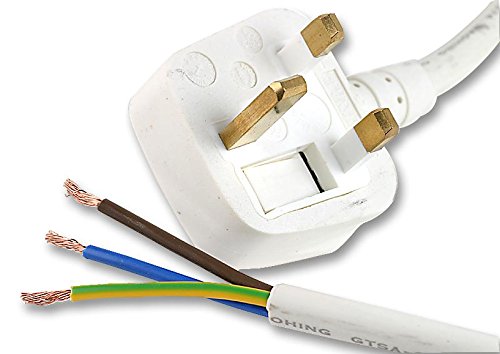 Pro Elec PE01019 Netzkabel, 5 A, UK-Stecker auf Enden, 2 m, Weiß von PRO-ELEC