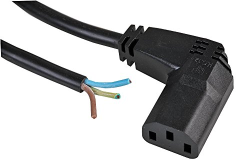 Pro Elec PE01040 Netzkabel, rechtwinklig, IEC C13 Buchse auf Enden, 2 m, Schwarz von PRO-ELEC