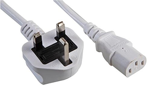 Pro Elec PE01052 Netzkabel, UK-Stecker auf IEC C13, 1 m, Weiß von PRO-ELEC