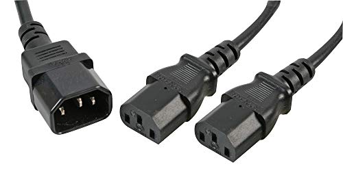 Pro Elec PE01116 IEC-Splitter, C14-Stecker auf 2 C13-Buchsen, Y-Netzkabel, 1 m, Schwarz von PRO-ELEC