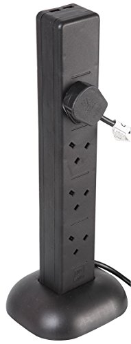 Pro Elec PEL00131 8-Wege-Verlängerungskabel, 2 x USB-Ladeanschlüsse, 1 m, Schwarz von PRO-ELEC