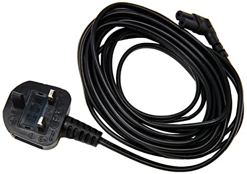 Pro Elec PEL00505 Stromkabel (UK-Stecker auf rechts, gewinkelt, Figur-8(C7), 5 m) Schwarz von PRO-ELEC